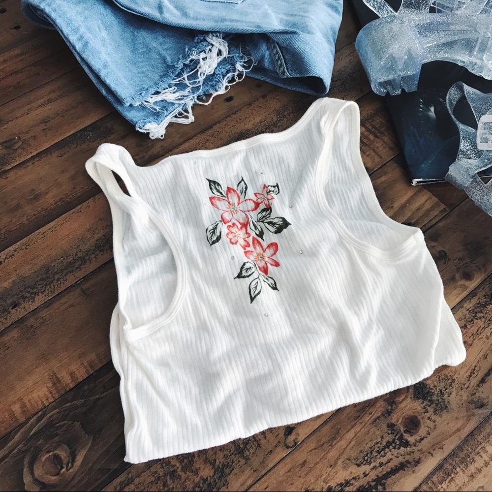 Y2K Ribbed Graphic Tank Top | Size S - Picture 2 of 8